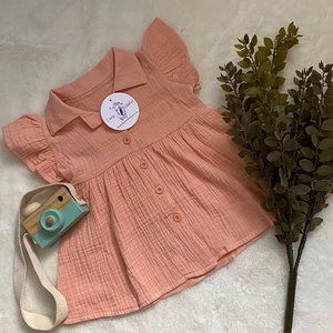 Infant/Toddler Girl Solid Button Dress